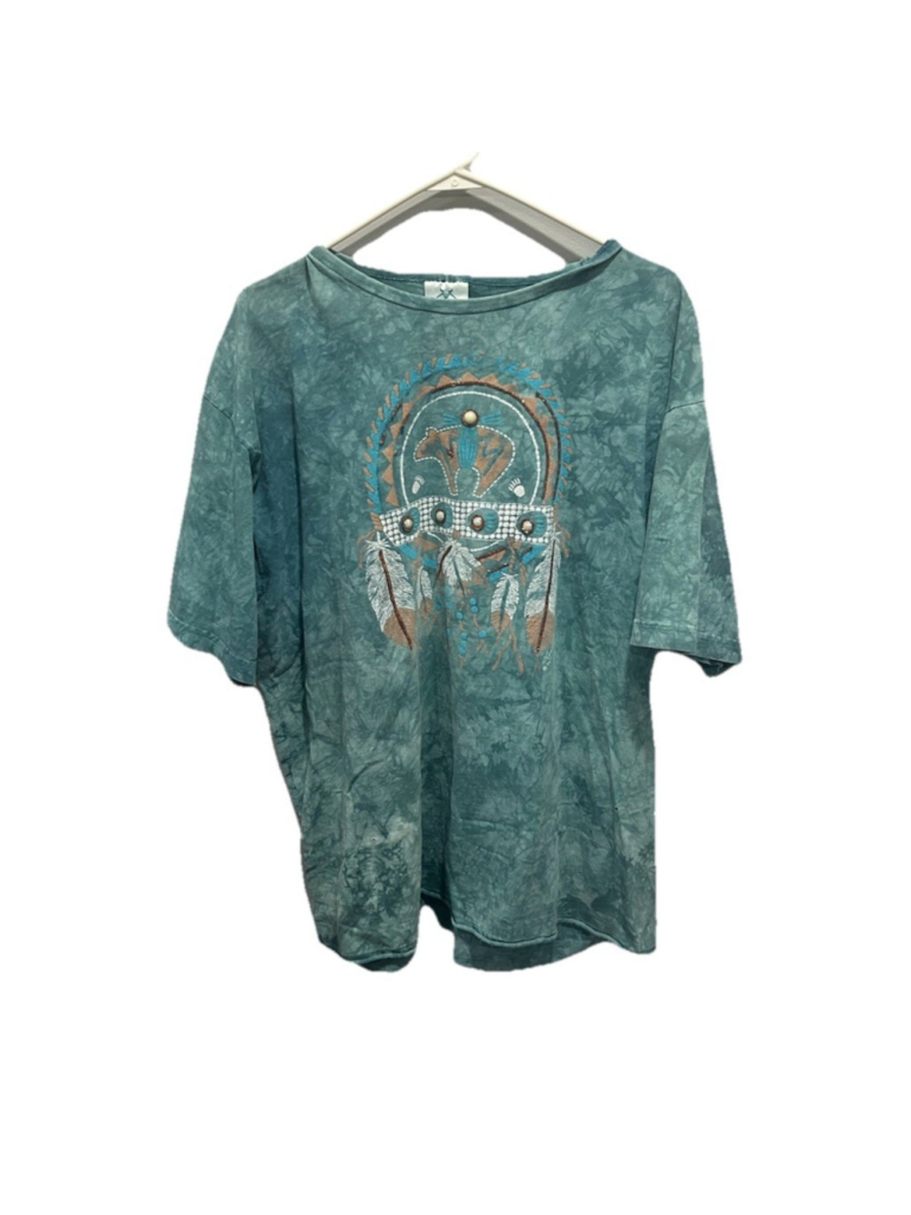 Vintage Lynée Apparel Men's L Blue Embroidered Graphic Print Crew Neck T-Shirt